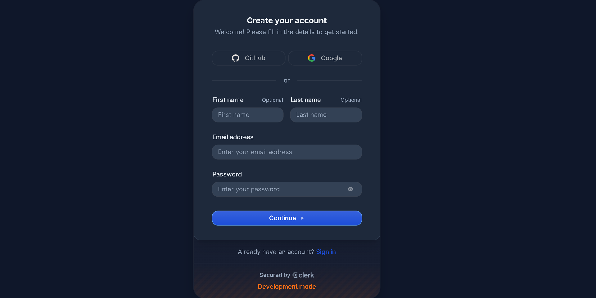 Register screen